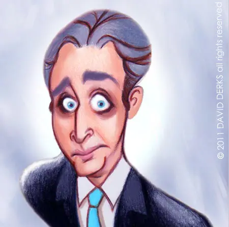Caricature of Jon Stewart illustrating developing your art style through expressive interpretation and spirit