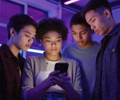 Children scrolling on a smartphone, illustrating mobile-first discovery and how audiences now choose streaming content