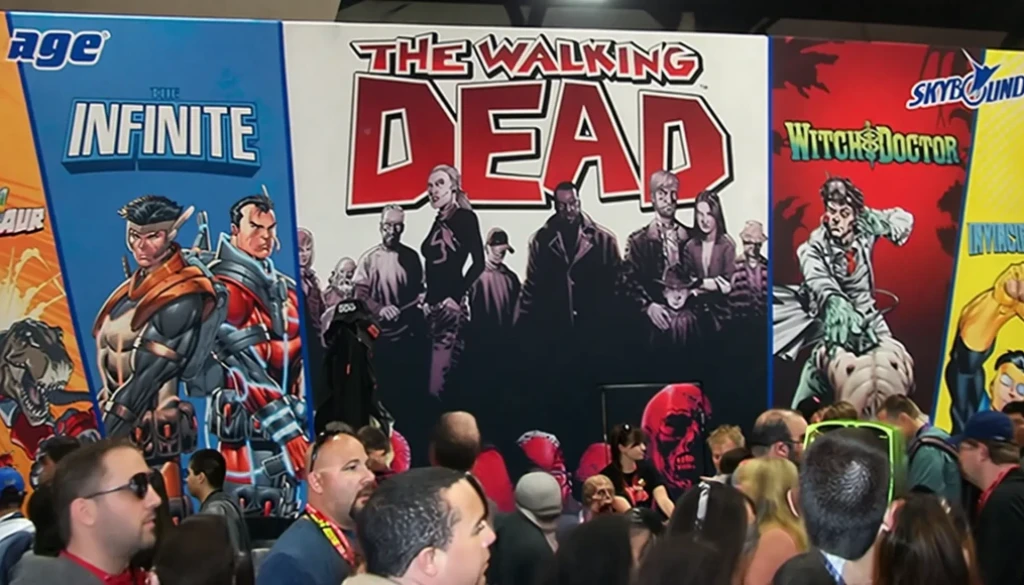 Fans gathered in front of The Walking Dead booth at San Diego Comic-Con, illustrating how fandom is the new marketing in entertainment.