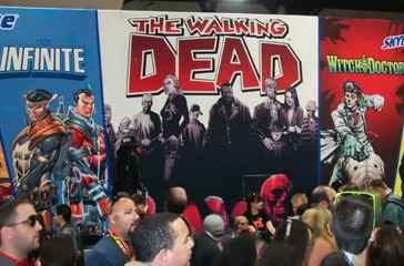 Fans gathered in front of The Walking Dead booth at San Diego Comic-Con, illustrating how fandom is the new marketing in entertainment.