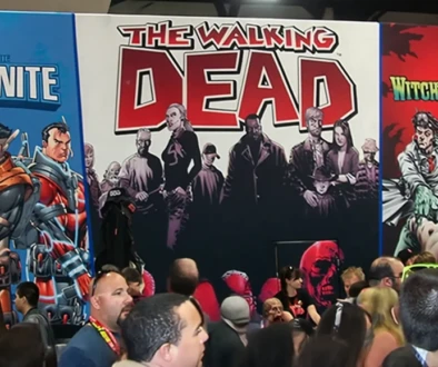 Fans gathered in front of The Walking Dead booth at San Diego Comic-Con, illustrating how fandom is the new marketing in entertainment.