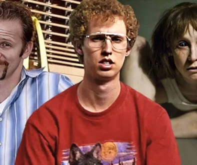 Three stylized film stills from low-budget movies made under $1 million, presented in an editorial layout highlighting their worldwide box office success.