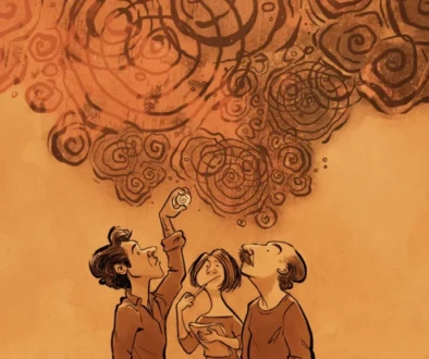 Illustration representing what we build is who we are, blending human identity with structural design