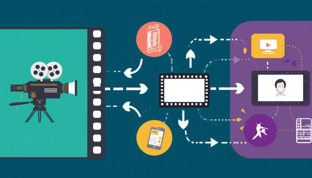 mid-century infographic showing the future of film and television production and branded entertainment in Hollywood