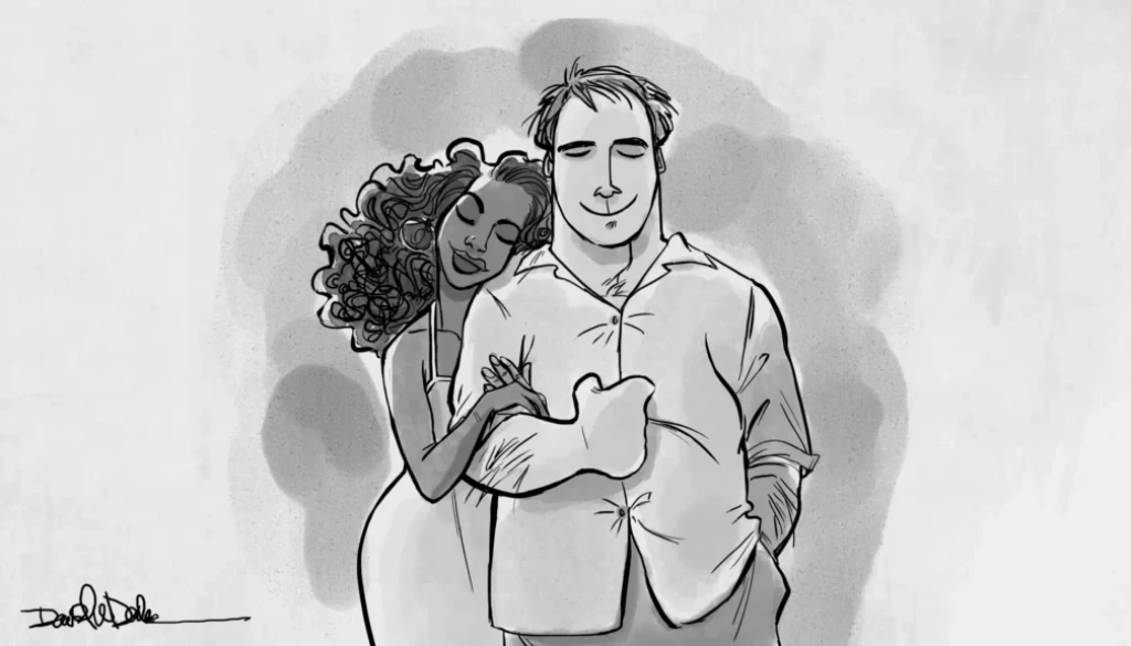 interracial couple embracing, representing diverse and underserved audiences in entertainment