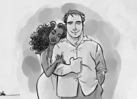 interracial couple embracing, representing diverse and underserved audiences in entertainment