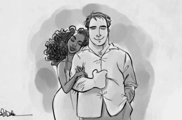 interracial couple embracing, representing diverse and underserved audiences in entertainment