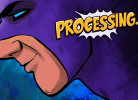 Superhero profile illustration with comic-style “PROCESSING…” lettering, featured in WonderCon 2026 coverage
