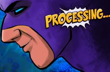 Superhero profile illustration with comic-style “PROCESSING…” lettering, featured in WonderCon 2026 coverage