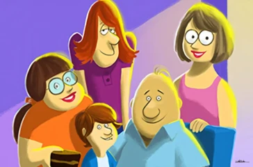 Wait Till Your Father Gets Home cartoon illustration of the Boyle family