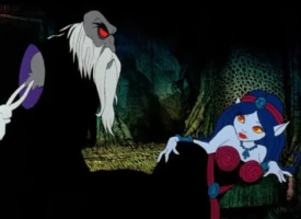 scene from Wizards 1977 cult animated film by Ralph Bakshi featuring fantasy and sci-fi imagery