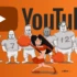 Cheerleader standing in front of football players cheering for YouTube as television and streaming culture replaces traditional TV viewing