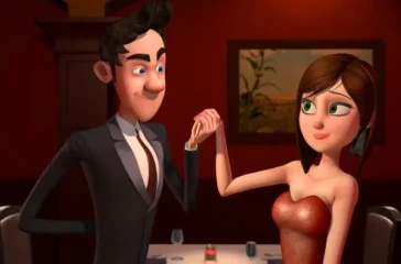 Brain Divided animated short film featuring a man's logical and emotional sides battling for control during a blind date