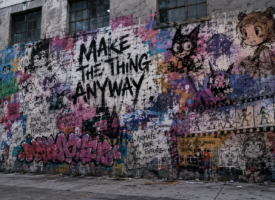 Independent animation graffiti mural celebrating creators making their own stories
