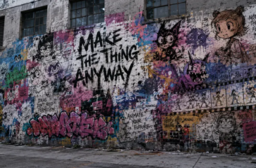 Independent animation graffiti mural celebrating creators making their own stories