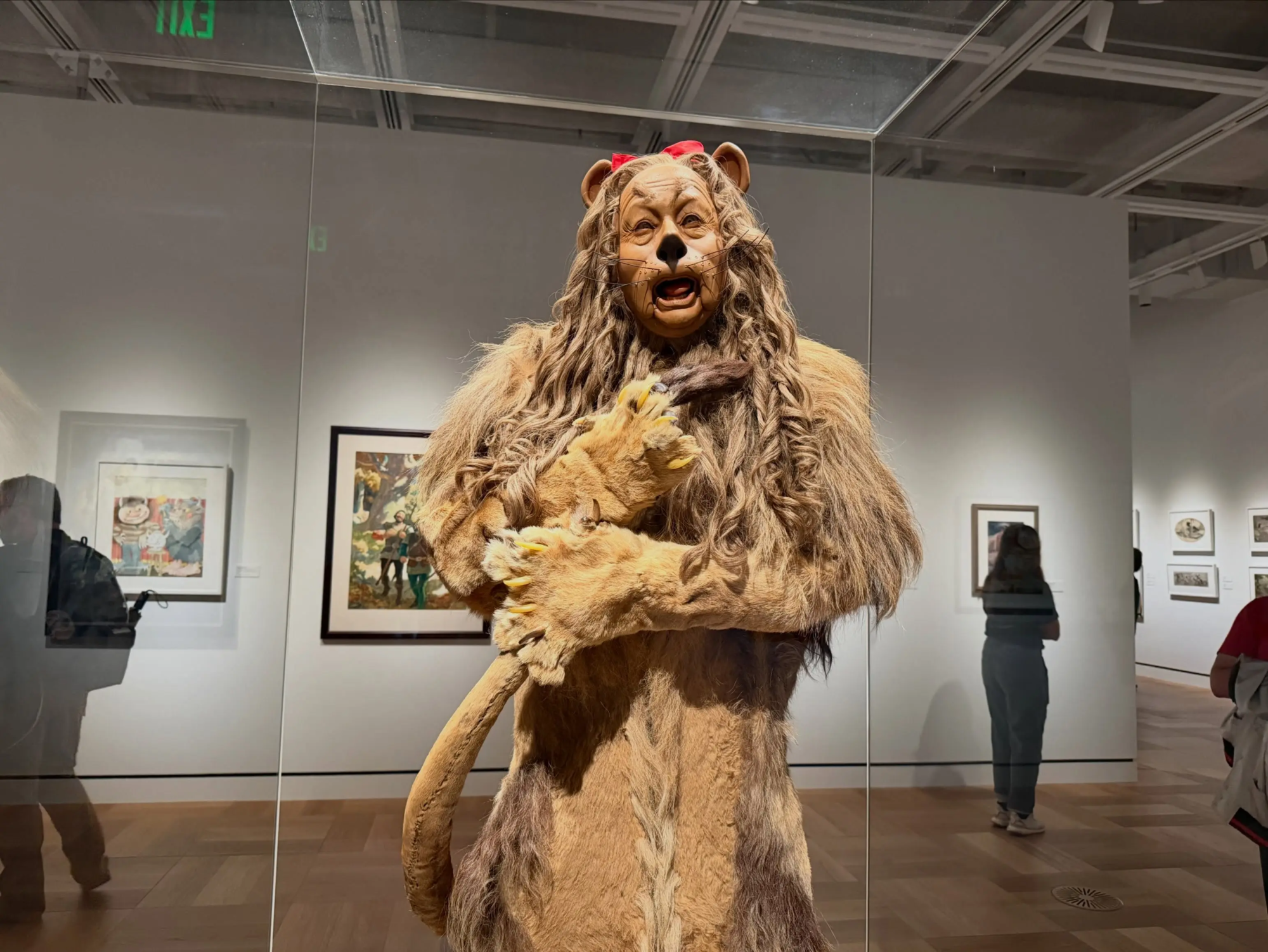 Cowardly Lion costume from The Wizard of Oz on display at the Lucas Museum of Narrative Art.